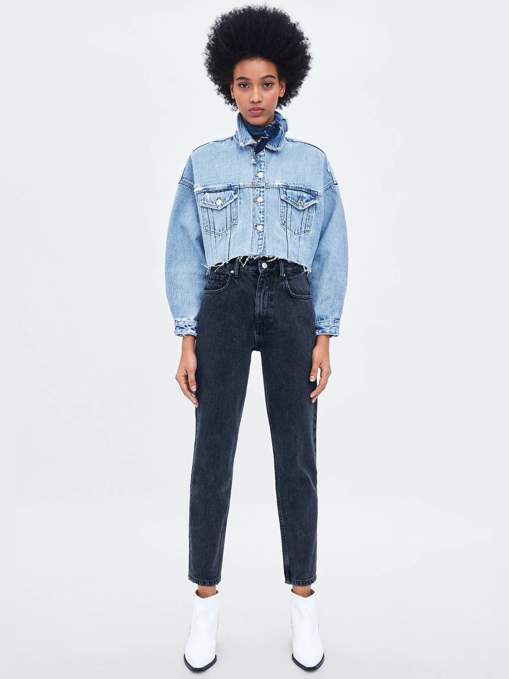 Brand New 90s Zara Black Dark Wash Denim High Rise Straight Leg Mom Jean Size 6
